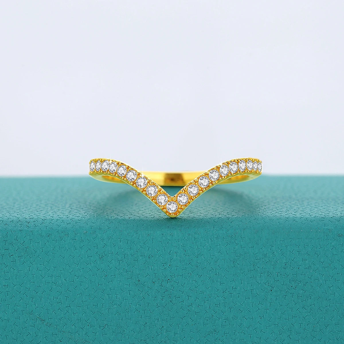 Damen-Ring aus 14 Karat Gold, V-Form Mit Moissanit, Zertifikat 585, Valentinstag Geschenk