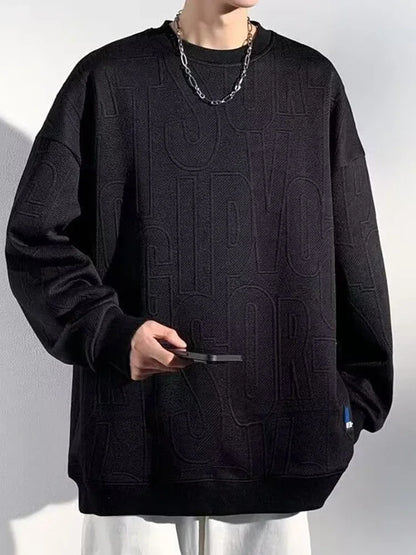 Herren Sweatshirt im Buchstaben-Jacquard mit Rundhalsausschnitt für lässige Frühlingstage