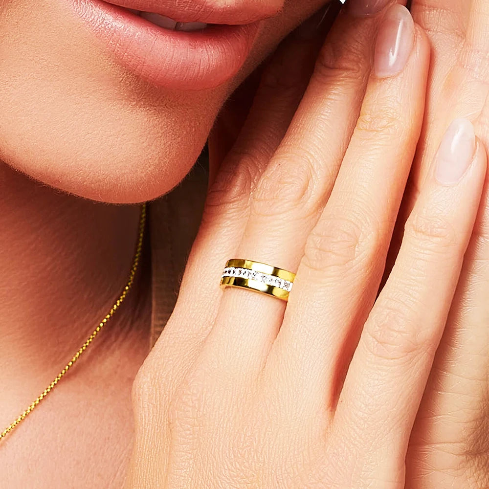 Damen-Ring Zirkon-Bandring schillernd aus Sterlingsilber
