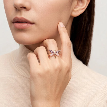 Damen-Ring Libelle Roségold trendig aus Sterlingsilber