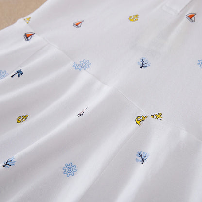 Mädchen-Polokleid mit nautischem Aufdruck, kurzärmelig, A-Linie, Freizeitkleid für Kinder, 5–12 Jahre, Kinderkleidung