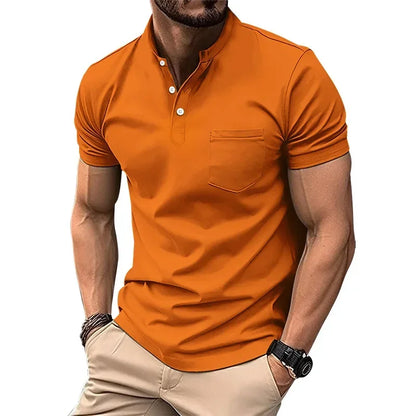 Herren-Polohemd mit doppeltem Stehkragen und kurzen Ärmeln – ideal für Sport im Herbst und Winter