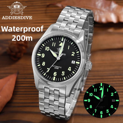 Herren Automatik-Taucheruhr 200m wasserdicht C3 Leuchtzeiger mechanisch