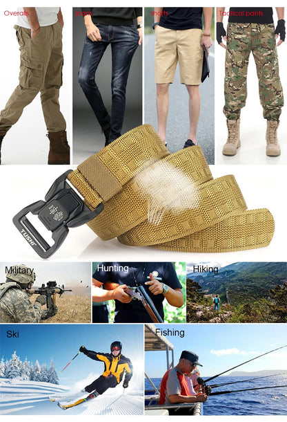 Herren-Taktischer Outdoor-Gürtel Mit Metall-Schnalle Und Schnellverschluss In Schwarz