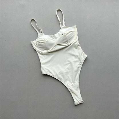 Damen-Badeanzug Cut-Out Bügel Micro-Tanga Weste gepolstert
