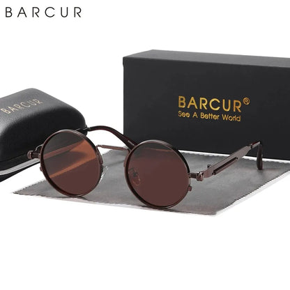 Sonnenbrille rund Steampunk Retro polarisiert UV400 Herren Damen