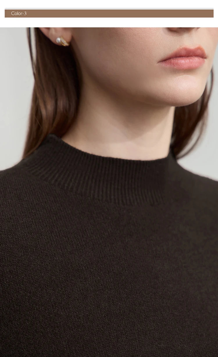 Damen-Rollkragenpullover Wolle-Kaschmir locker Herbst