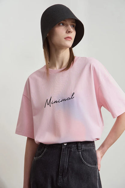 Damen Sommer T-Shirt mit lockerer Passform und buntem Farbverlauf