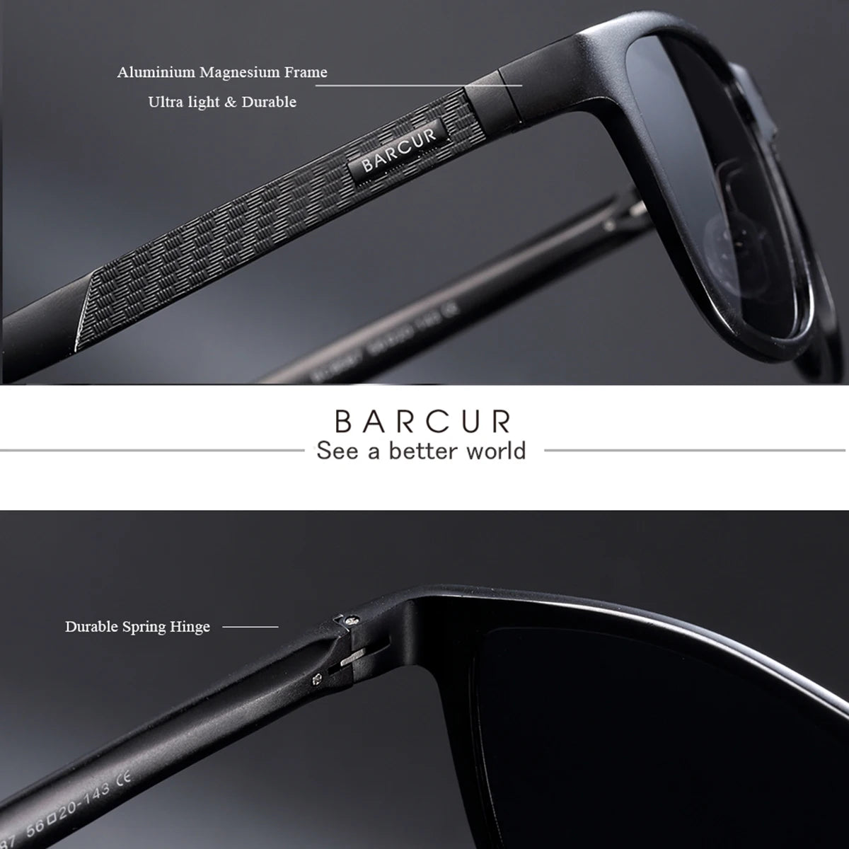 Sonnenbrille Al-Mg quadratisch UV400 polarisiert Ergonomie-Nasenstütze Herren