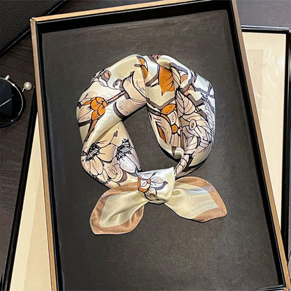 Damen Seidenschal 53cm Pferdprint Haarband Halstuch Büro Hijab Geschenk E