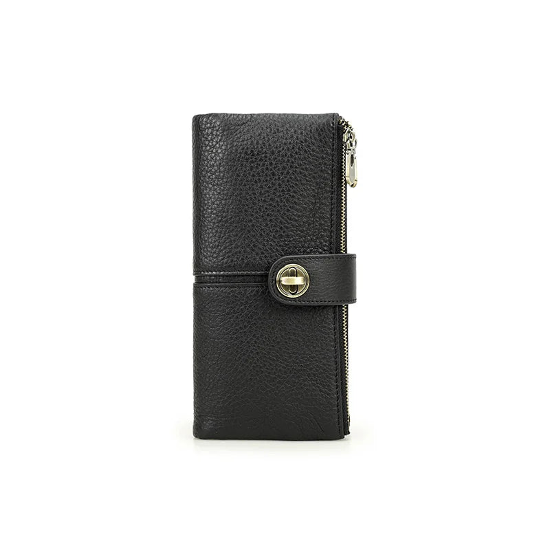 Damen Echtleder Lange Geldbörse Vintage RFID Clutch Portemonnaie Kartenhalter Reise