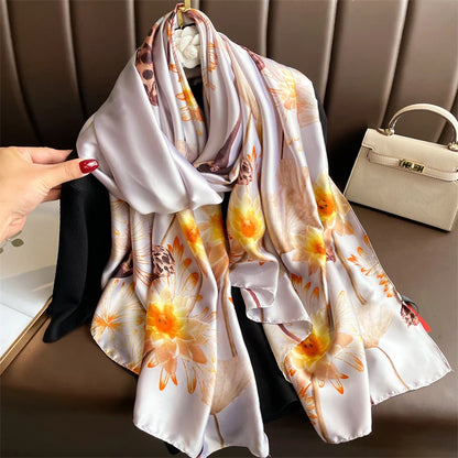 Damen Seidenschal groß 180x90cm Sommer Strand Foulard Bandana weich