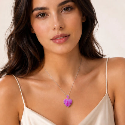 Damen-Anhänger Herz rotes Zirkonia romantisch aus Sterlingsilber