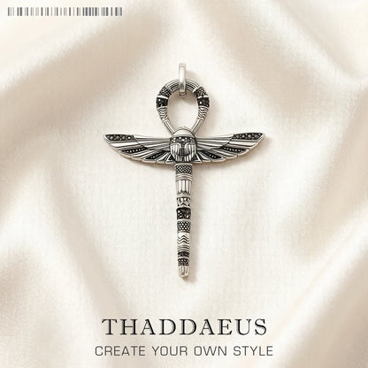 Damen-Charm-Anhänger Skarabäus Ankh-Kreuz ägyptisch II aus Sterlingsilber