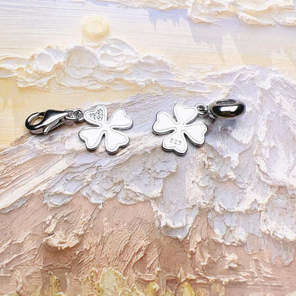 Damen-Charm-Anhänger Kleeblatt klassisch Glück aus Sterlingsilber