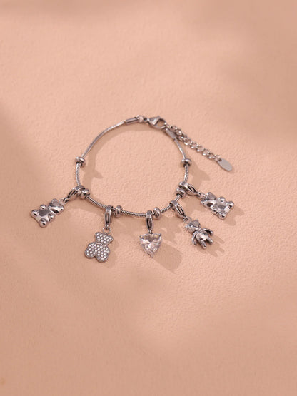 Damen-Charm-Armband mit Bär-Anhänger und Zirkonia