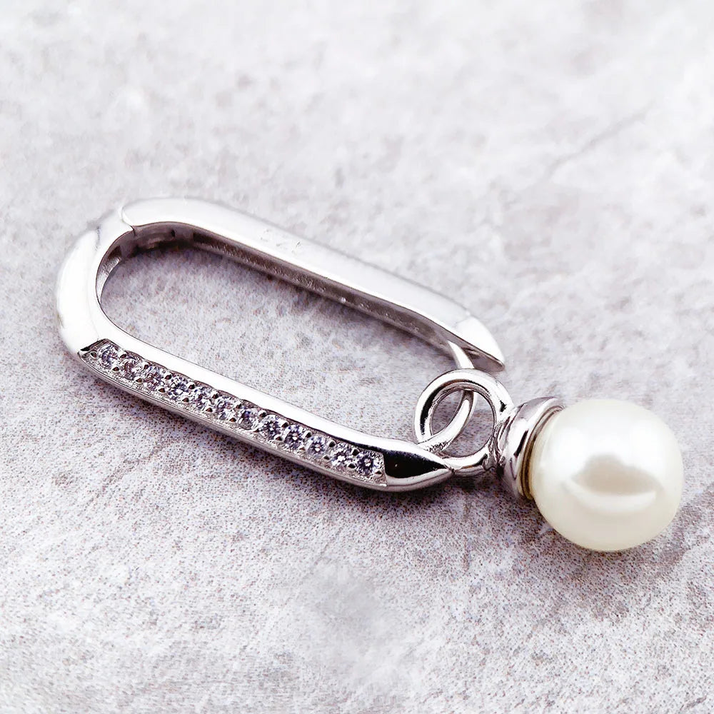 Damen-Creolen Glieder Perlen romantisch 925 Sterlingsilber