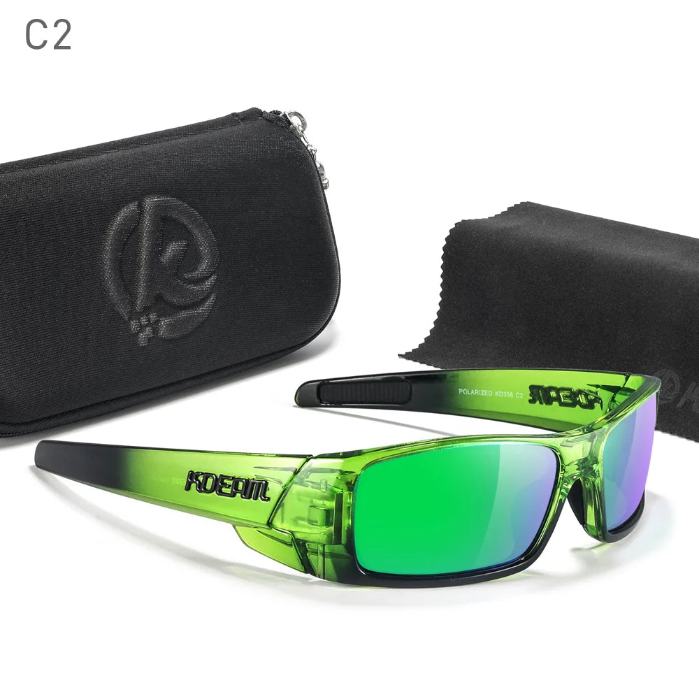 Sonnenbrille Angeln schwarz photochrom Nachtsicht Totenkopf-Etui Herren