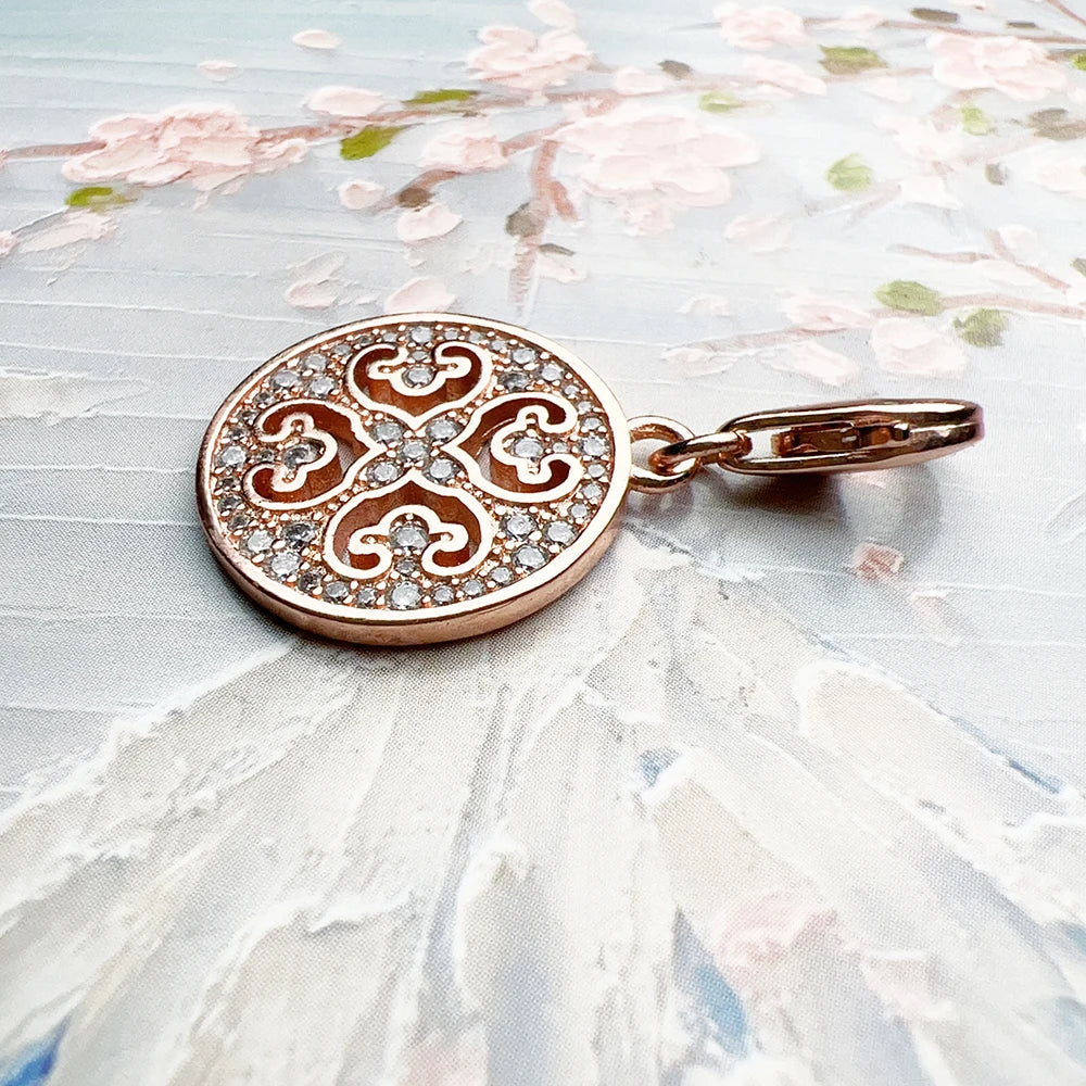 Damen-Charm-Anhänger Roségold Ornament Glück Sommer aus Sterlingsilber