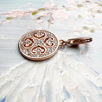 Damen-Charm-Anhänger Roségold Ornament Glück Sommer aus Sterlingsilber