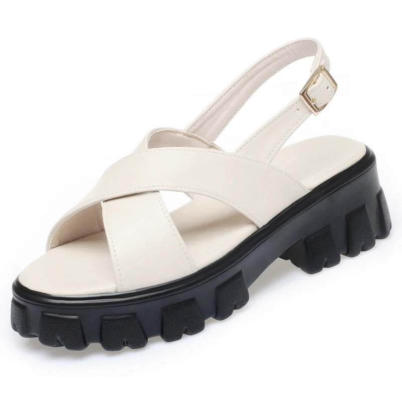 AIYUQI Frauen Sandalen Römischen 2025, Sommer Neue Echt Leder Damen Sandalen Große Größe 41 42 43 Plattform Mode sandalen Mädchen