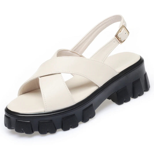AIYUQI Frauen Sandalen Römischen 2025, Sommer Neue Echt Leder Damen Sandalen Große Größe 41 42 43 Plattform Mode sandalen Mädchen