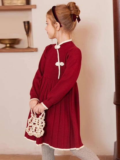 Weihnachtspullover für Kinder im Retro-Stil – Jacquard-Strick in Rosa, locker und niedlich, für Mädchen von 110cm bis 170cm