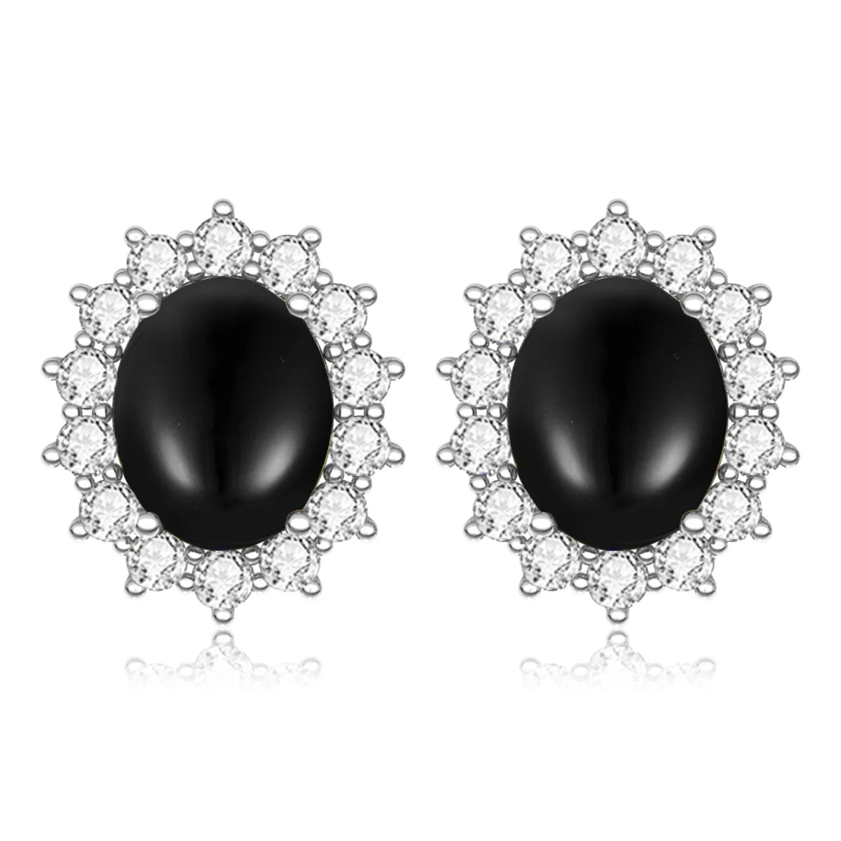 Damen-Ohrstecker Aquamarin Mit Diamanten Aus 925 Sterlingsilber Großes Edelstein-Duo