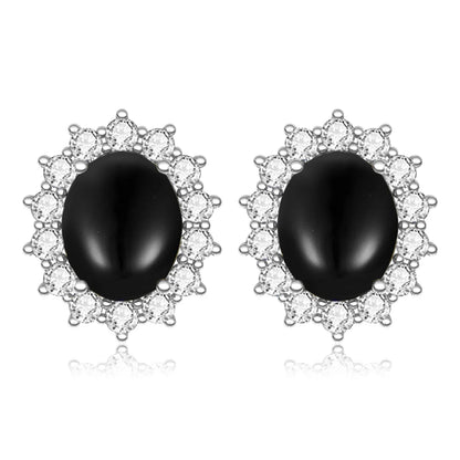 Damen-Ohrstecker Aquamarin Mit Diamanten Aus 925 Sterlingsilber Großes Edelstein-Duo
