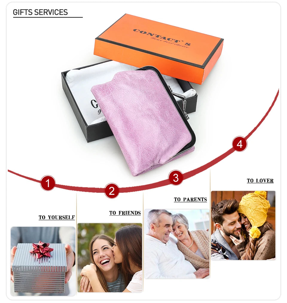 Damen Echtleder Geldbörse RFID Fotokartenfach Geldtasche tragbar Reise Geschenk