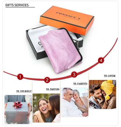 Damen Echtleder Geldbörse RFID Fotokartenfach Geldtasche tragbar Reise Geschenk