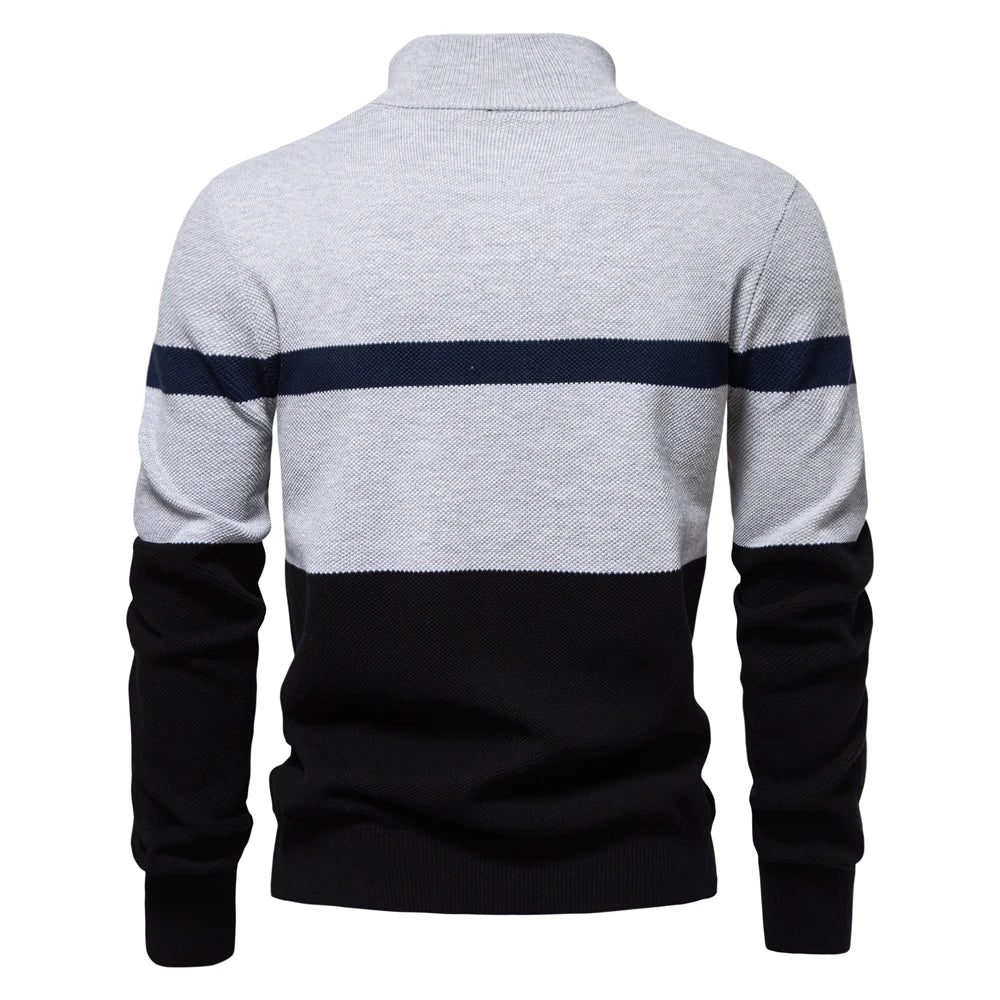 Herren Pullover aus hochwertiger Baumwolle mit Reißverschluss im Mock Neck Stil