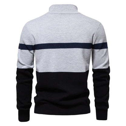 Herren Pullover aus hochwertiger Baumwolle mit Reißverschluss im Mock Neck Stil