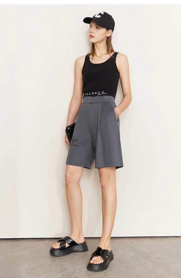 Damen Shorts im Minimalismus-Stil mit elastischer Taille für den Sommer