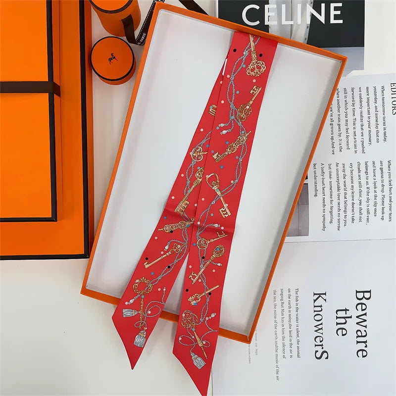 Damen Seidenschal klein quadratisch Haarband Halstuch Kopftuch Bandana E