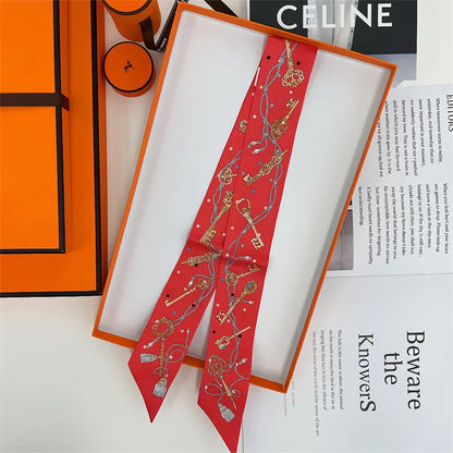 Damen Seidenschal klein quadratisch Haarband Halstuch Kopftuch Bandana E