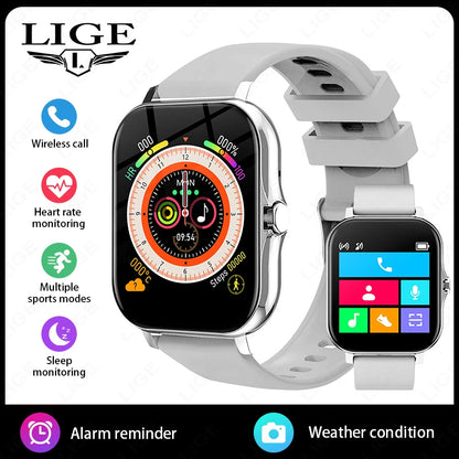 LIGE 1,44 Zoll Full Touch Screen Smart Uhr Bluetooth Anruf BT Musik EKG Gesundheit Überwachung Männer Frauen Smartwatch Für IOS Android