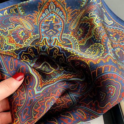 Damen Seidenschal Blumenprint quadratisch Halstuch Hijab Bandana Frühling