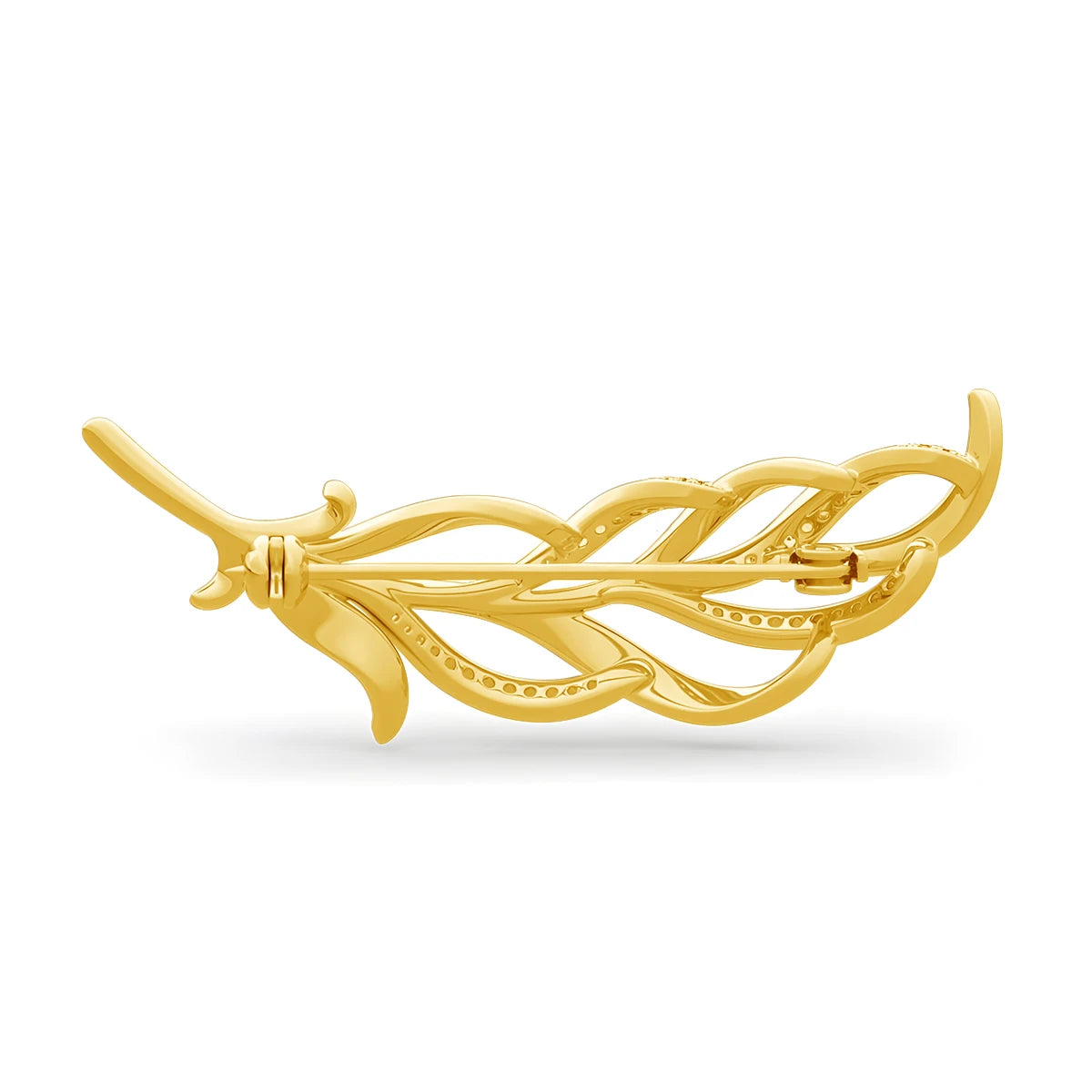 Brosche Blatt Gelbgold Moissanit Luxus Designer Zertifikat Damen