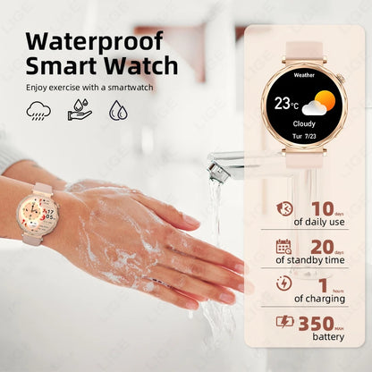 LIGE 2025, Smartwatch für Damen, voller Touchscreen, Sport-Fitness-Uhr, IP68, wasserdicht, Bluetooth, für Android iOS, Smartwatch für Damen