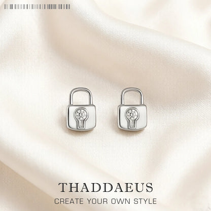 Damen-Ohrstecker Lock-Design aus Sterlingsilber