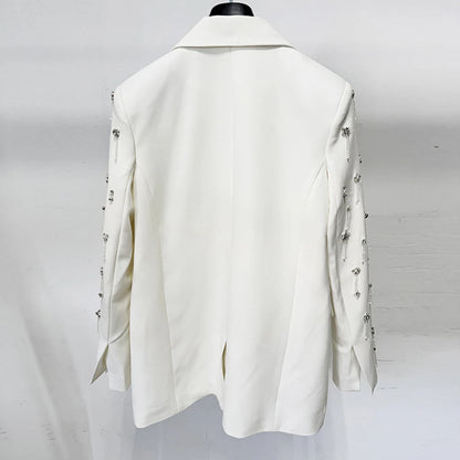 Damen-Blazer locker Perlen Diamanten Verzierung Runway Anzugjacke