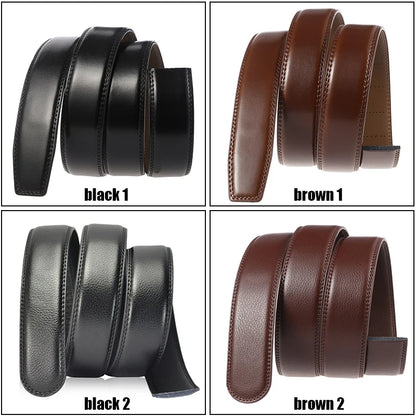 VATLY Echtleder Ratchet Gürtel Herren 38mm Natur-Rindsleder Automatik-Schnalle
