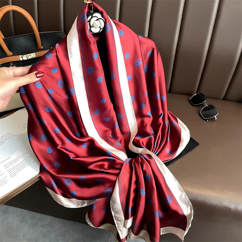 Damen Seidenschal groß 180x90cm Sommer Strand Foulard Bandana weich