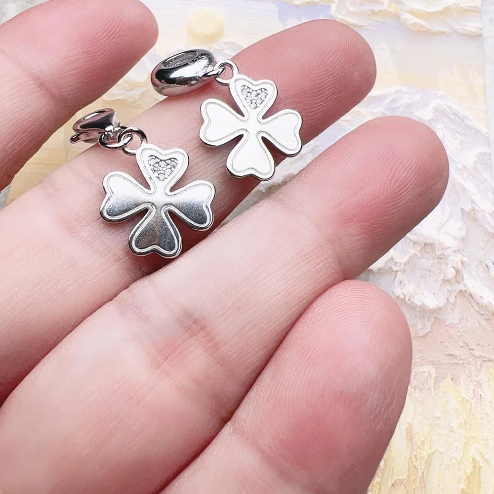 Damen-Charm-Anhänger Kleeblatt klassisch Glück aus Sterlingsilber