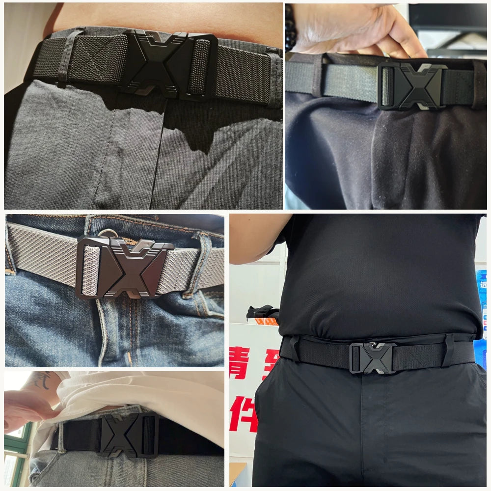 Herren-Taktischer Gürtel aus Nylon mit Elastischem Band und Schnellverschluss 3,8 cm Breite