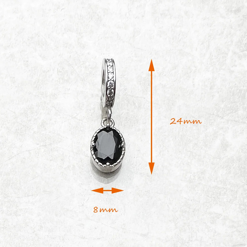 Damen-Charm-Anhänger schwarz oval Herbst Vintage Europa aus Sterlingsilber