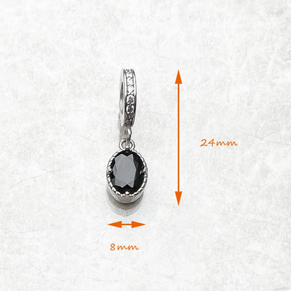 Damen-Charm-Anhänger schwarz oval Herbst Vintage Europa aus Sterlingsilber