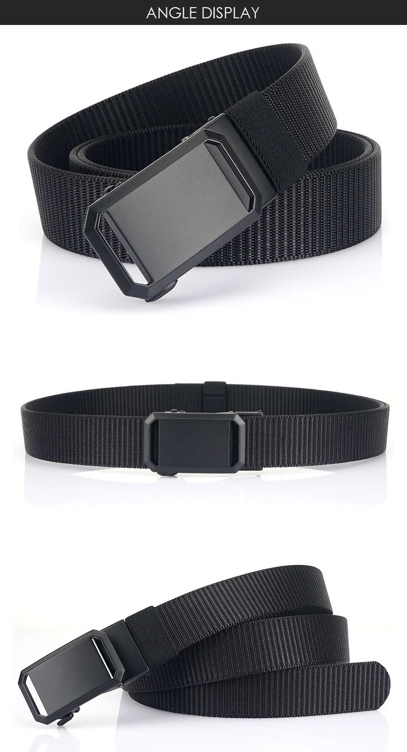 Herren-Gürtel aus Nylon mit Automatik-Schnalle, Robuster Alltags- und Outdoor-Begleiter, 3,4 cm Breit