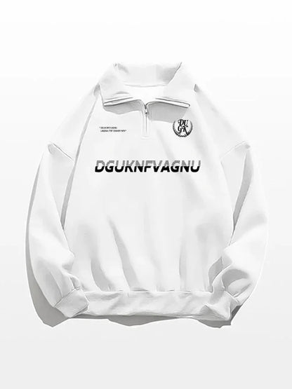 2025, neue Herren-Sweatshirts mit Buchstaben-Aufdruck, halber Reißverschluss, Vintage-Pullover mit Polo-Ausschnitt, Hoodies, Y2K-Streetwear, langärmelig, Sudaredaras